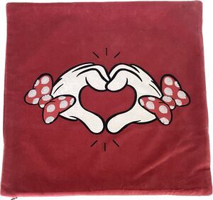 Pottery Barn Minnie Mouse Pillow Cover Heart Hands Red Velvet Disney 18"